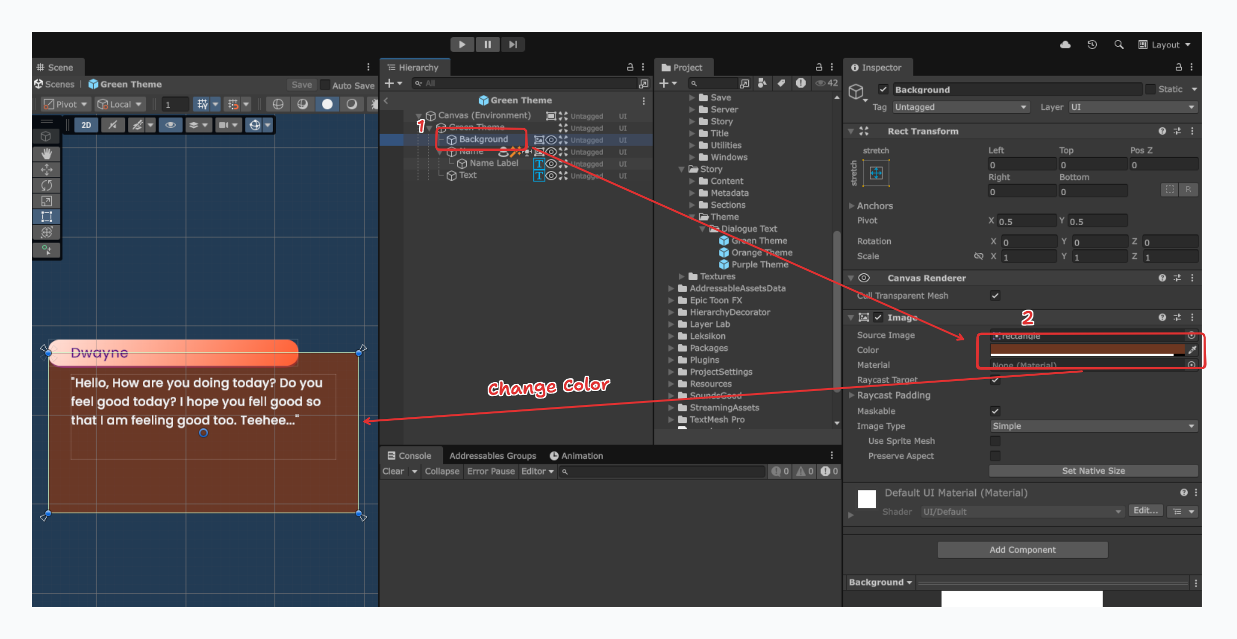 Changing Dialogue Text Model color