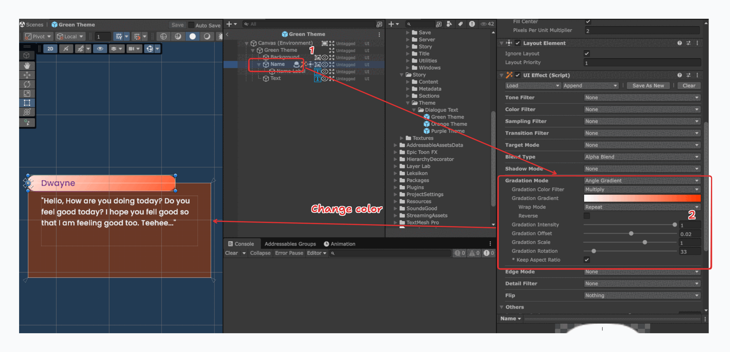 Changing Dialogue Text Model name background