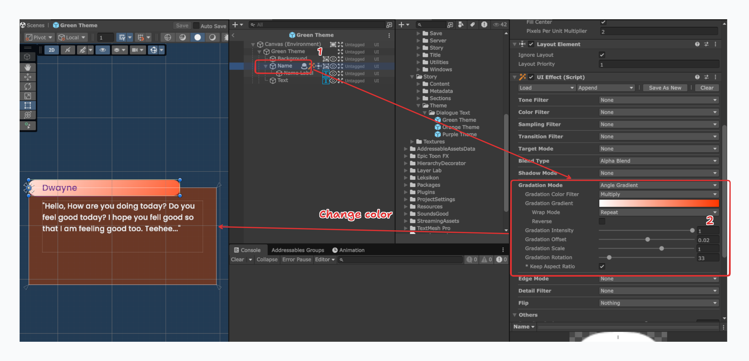 Changing Dialogue Text Model name background