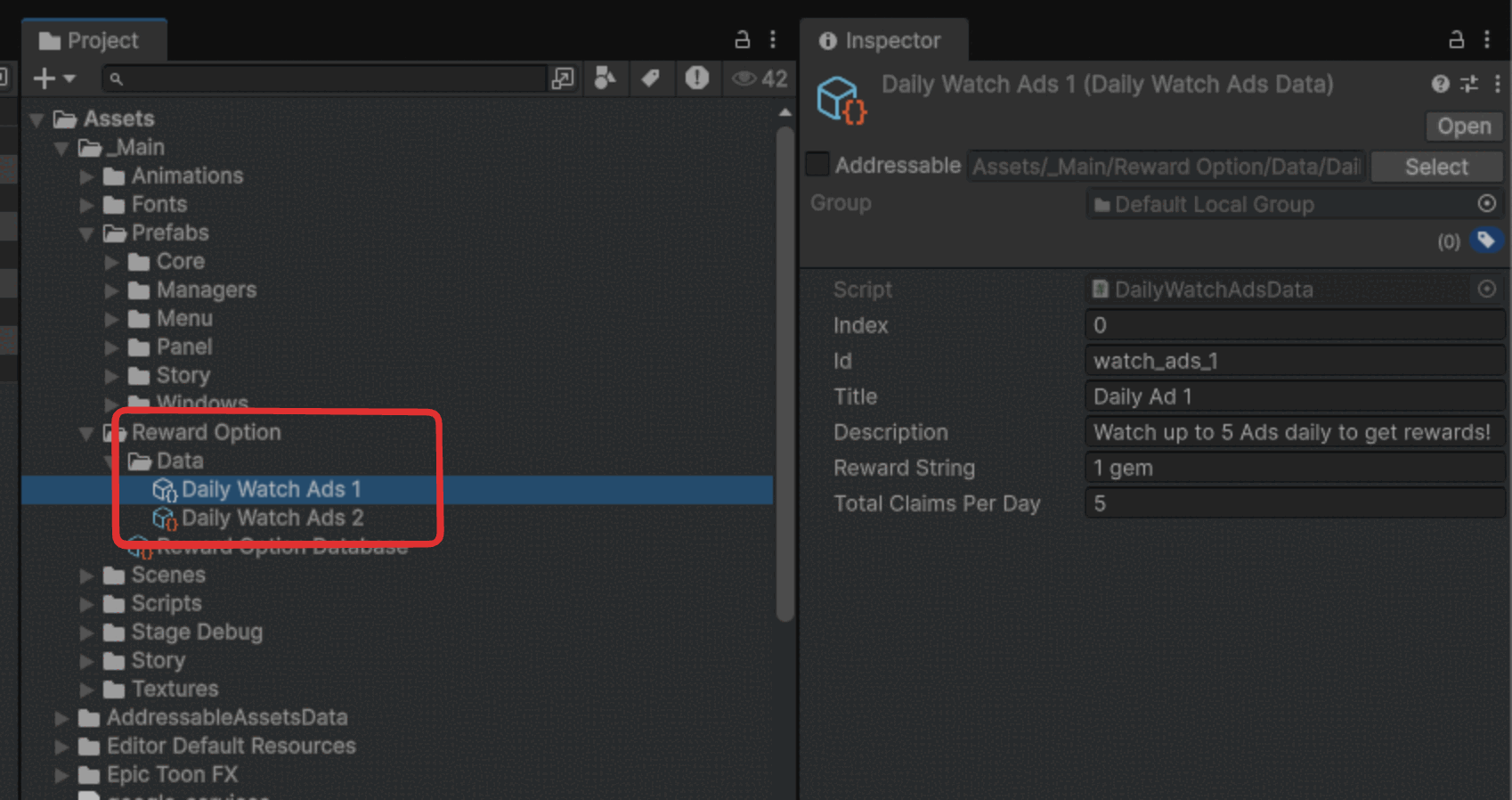 Daily Reward Watch Ad